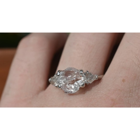 Handmade Unique Engagement Ring Boho Alternative Recycled Metal Natural … - Picture 2 of 3